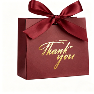 Hotsale Eco-friendly Kraft Paper Thank You Gift Bag Gold Foil Print Ribbon Bow Gift Packaging <b>For</b> Wedding Favors Party <b>Presents</b> - Product Image 4