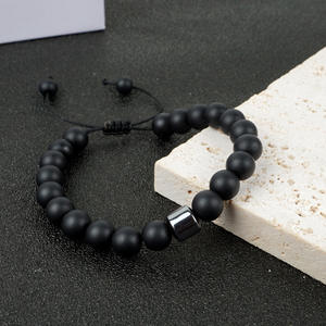 Bracelet en cordon tressé rétro bohème - Perles en pierre naturelle œil <span class=keywords><strong>de</strong></span> <span class=keywords><strong>tigre</strong></span> <span class=keywords><strong>mat</strong></span>, roche volcanique, pin blanc - Product Image 6