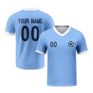 Herren-Fußballtrikot Uniform Designs Großhandel Maßgeschneiderte Blaue Fußballuniform Trainings-Sportbekleidung Retro-Fußballtrikot - Product Image 3