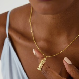 Zooying Popular mejor venta de acero inoxidable 18K oro <span class=keywords><strong>turquesa</strong></span> cuentas oro pescado hueso colgante collar para mujer - Product Image 5