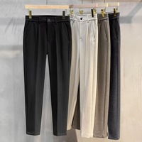 Pantalon de Costume Homme en Polyester et Laine, Coupe Droite, Style Vintage, Épais et Chaud, Idéal Automne-Hiver, pour le Dropshipping
