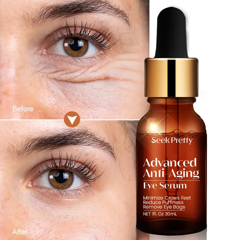 2023 Private Label Best Organic 30ML Anti Aging Wrinkles Against Puffiness Dark Circles Brightening Tightening Under Eye Serum