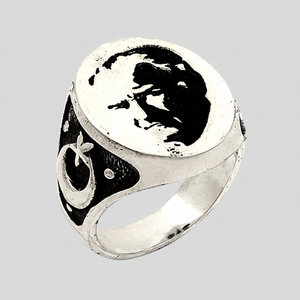 925K Sterling Silver Ataturk Moonstar <b>Men</b> <b>Ring</b> - Product Image 2