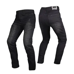 Prese di fabbrica jeans da equitazione per motociclisti equipaggiamento da cavaliere maschile ginocchiere moto pantaloni anticaduta pantaloni elastici da corsa fuoristrada