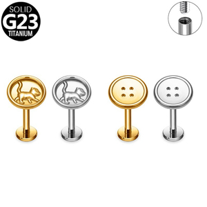 Pendientes de titanio F136 chapados en oro para bodas, con parte trasera plana, para cartílago, labio, nariz, en varios tamaños - Product Image 1