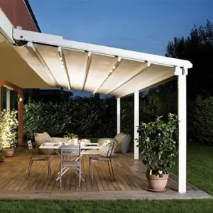 Sunshade and rain protection Motorized Retractable PVC pergola roof system