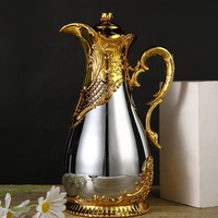 Vente chaude 800ml Doré Style Arabe Fiole À Café Sous Vide Thermos Bouilloire Verre Intérieur Fiole À Vide Arabe Cafetière Thermos