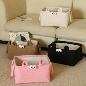 Panier de rangement pour enfants, rectangulaire, en tissu non tissé, organisateur de jouets, grande capacité avec poignées pour vêtements et collations - Product Image 5