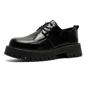Chaussures habillées pour homme de style britannique à semelle épaisse, à lacets robustes, en cuir brillant, pour le bureau - Product Image 1