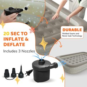 Cama de Viaje Inflable Gris para Niños Pequeños con Barreras de Seguridad de 4 Lados para Niños, Hogar, Camping, Hotel - Product Image 3