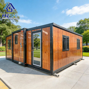 HESHi Modern Container House Rectangle Office Prefab Modular Home Wooden Exterior Black Frame - Product Image 1
