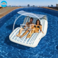 Chaise longue flottante hyaline, équipement d'amusement aquatique gonflable, bar flottant gonflable pour porche ou piscine, design à bascule