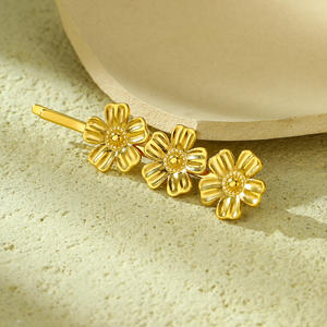 Pinza de pelo de acero inoxidable de alta gama para mujer, con diseño de pétalos de flores y circonia, estilo moderno y desordenado, de una sola pieza. - Product Image 3