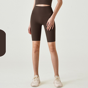 Shorts de Yoga de Cintura Alta para Mujer, Diseño Sólido, Spandex y Nailon, Cintura Elástica para Correr, Ciclismo y Ejercicio - Leggings al por Mayor - Product Image 1