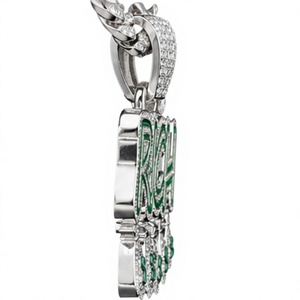 Collier pendentif sac à monnaie luxueux en zircon cubique, chaîne cubaine hip-hop en alliage plaqué argent, bijoux pour soirée - Product Image 3