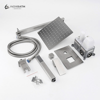 Mitigeur de Douche Mural Encastré en Acier Inoxydable 304 avec Valve d'Équilibre de Pression, Robinet à Effet Pluie pour Salle de Bain avec Fonction Chaud et Froid