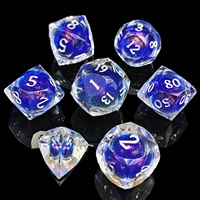Set Dadu DND Resin Cair Berinti Cairan Gradasi Polihedral Terbaru untuk Hadiah RPG
