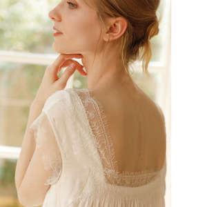 Abito da notte semplice e fresco da donna lungo dolce nuovo stile corte abito bianco <span class=keywords><strong>in</strong></span> raso 100% viscosa - Product Image 5