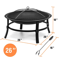 Brasero portable de 26 pouces, foyer extérieur en métal, chauffage pour patio et jardin, barbecue