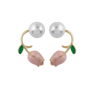 Orecchini a clip a forma di tulipano per donna, eleganti orecchini a fiore, gioielli alla moda per tutti i giorni - Product Image 5