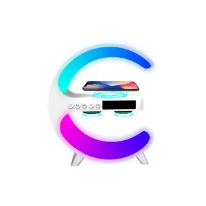 Jam meja Alarm multi fungsi, jam warna RGB, jam meja tampilan cermin besar warna-warni