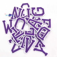 26 pièces/ensemble, appliques en lettres anglaises violettes A-Z |   Patchs en lettres à repasser, badge à coller pour vêtements, sacs, chaussures