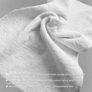 Paños de limpieza de algodón blanco de alta calidad, 100% algodón, toallas blancas industriales para uso en plantas de fabricación, para limpieza. - Product Image 4