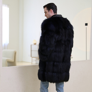 Haute qualité qualité <span class=keywords><strong>aigle</strong></span> Long Style noir réel manteau de fourrure de renard hiver charmant personnalisé réel fourrure de renard <span class=keywords><strong>veste</strong></span> manteau pour hommes - Product Image 6