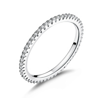 Mode classique 925 en argent Sterling haute qualité cercle clair CZ géométrique empilable anneaux pour femmes bijoux de mariage cadeau SCR066