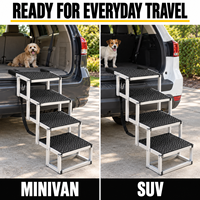 Rampe et escalier pour chien pour voiture, 4 marches, cadre métallique, marches pour animaux de compagnie pour coffre de SUV, petits chiens seniors, marches texturées, voyage, OEM ODM
