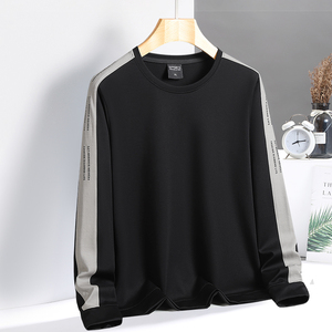 Logo personnalisé printemps et automne nouveaux hommes col rond Plus velours grande taille pull mode confortable Joker T-shirt pull - Product Image 4