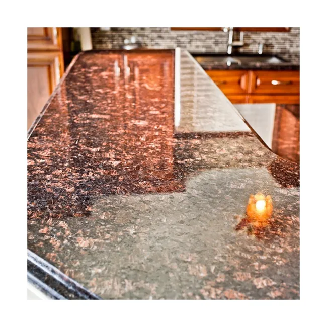 Tan Brown Granite Countertop For Kitchen Room Using