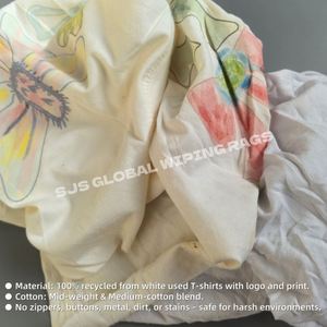 Trapos de limpieza industrial de algodón de alta calidad de 10 libras, trapos reutilizables de camiseta blanca estampada, trapos de punto de algodón blanco para taller - Product Image 4