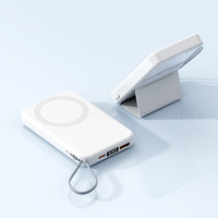 Batterie externe portable haute capacité 10000mAh avec chargeur sans fil magnétique puissant, support et cordon