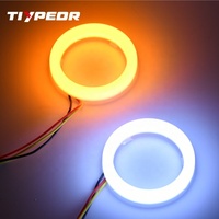 Logotipo LED TIYPEOR para HONDA, Ojos de Ángel LED de 60 mm, Luces de Motocicleta Circulares, Resistentes al Agua, Anillo de Luz Blanco/Amarillo, Retroiluminación con Logotipo