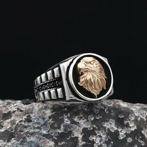 Eagle Head Men's <b>Ring</b> Two-Tone Alloy Punk Style Fashion Jewelry Gift <b>Ring</b> - Product Image 2