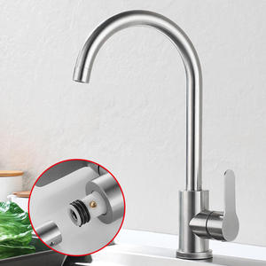 304 Ball Bear Stainless Steel Hot and Cold <b>Brushed</b> Nickel-colored Factory Wholesale Single-hole Kitchen Faucets - Product Image 4