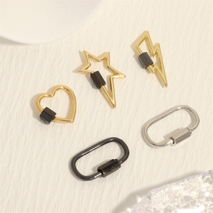 Đồ Trang Sức Làm Phụ Kiện Treo Chuỗi Xoắn Ốc Mề Đay Trái Tim Sao Clasp Brass Quyến Rũ Mặt Dây Chuyền Carabiner Vít Khóa Móc - Product Image 1