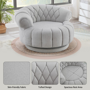 Chenille <b>Convertible</b> Swivel Accent Sofa Set 360 Round Club Sofa for Living Room Bedroom Hotel & Villa Modern - Product Image 5