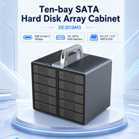 Boîtier de disque dur SATA III 10 baies, 10 Gbps USB3.2 Type-C, 2,5/3,5 pouces, HDD SSD, aluminium, grande capacité, boîtier de stockage