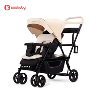 Poussette double OEM Passeggino T12 avec panier de rangement extra-large et sièges inclinables réglables, certifiée CE/EN1888 pour bébés