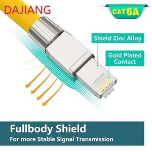 Dajiang nhà sản xuất nhà máy của tái sử dụng che chắn Ethernet chấm dứt cắm <span class=keywords><strong>RJ45</strong></span> CAT 6A nối 23AWG SFTP UTP cáp Đồng - Product Image 4