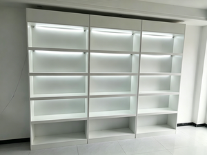 <span class=keywords><strong>Vitrine</strong></span> d'exposition en bois avec éclairage LED, multi-niveaux, sur mesure pour boutique de détail - Product Image 1