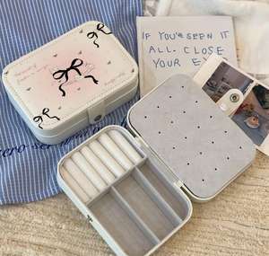 Boîte à bijoux de voyage moderne en cuir, mignonne, portable, exquise, multifonctionnelle, organiseur de bijoux et de colliers - Product Image 5