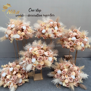 NIKA all'ingrosso pampa artificiale fiore rosa palla pampa <span class=keywords><strong>matrimonio</strong></span> <span class=keywords><strong>centrotavola</strong></span> fiori - Product Image 1