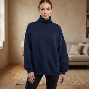 Sweat-shirt personnalisé pour femme, col montant, en tissu éponge, style décontracté, automne, avec motif imprimé, couleur et logo personnalisables - Product Image 1