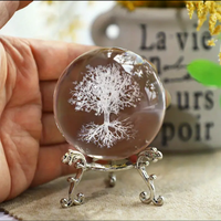 Vente flash : joli cadeau, arbre de vie gravé au laser 3D dans une boule de cristal en verre