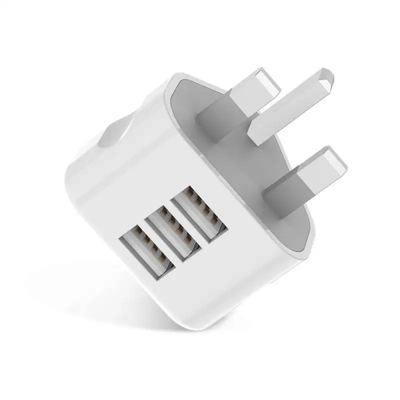 UK Wall Plug Power 3-pin Plug Adapter Charger With 3 USB Ports For Mobile Phone Tablets Portable Mini ABS Wall Charger