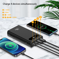 Batterie externe portable étanche en alliage d'aluminium 20000mAh 22.5W USB-A QC3.0 PD3.0 PD100W USB-C à charge rapide 4-en-1 avec LED pour téléphone portable et tablette
