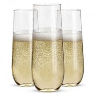 Flûtes à champagne en plastique sans pied, 9 oz, verres en plastique, verres à mimosa, incassables, jetables